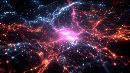Abstract Glowing Particles Network Design