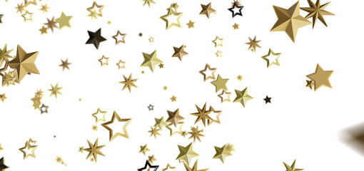 Beautiful image of gold stars falling on white. Perfect for celebration, success, and holiday designs.