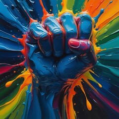 3d render of a red and green paint splash