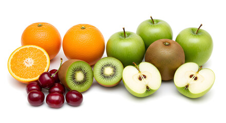 fruits on white background