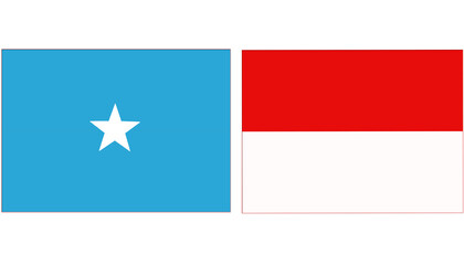 Somalia Official flag with Indonesia national flag, both countries flags in Horizontal shape and isolated on white background
Rectangular colorful design Flag with together.
Somalian Flag