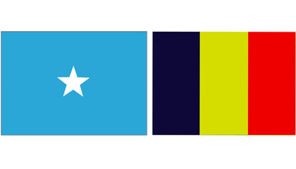 Somalia Official flag with Romania national flag, both countries flags in Horizontal shape and isolated on white background
Rectangular colorful design Flag with together.
Somalian Flag