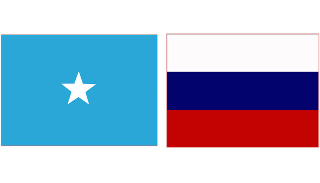 Somalia Official flag with Russia national flag, both countries flags in Horizontal shape and isolated on white background
Rectangular colorful design Flag with together.
Somalian Flag