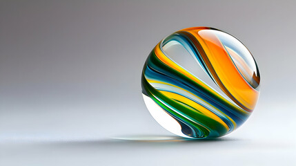Colorful Glass Marble On Light Gray Background