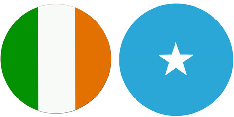 Ireland Official flag with Somalia national flag, both countries flags in Round shape and isolated on white background
Circular colorful design Flag with together.
Somalian Flag