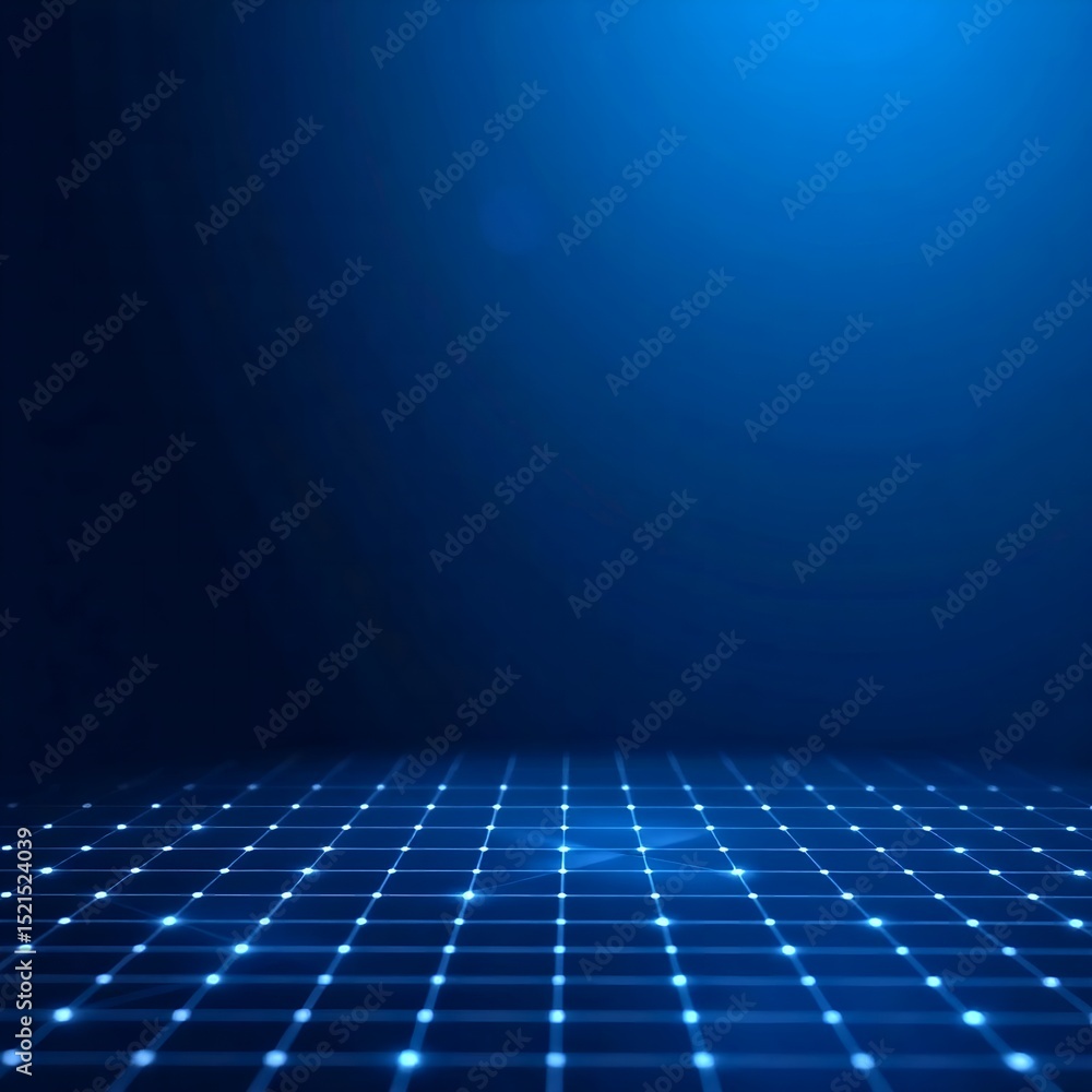Poster abstract blue grid background with data wave