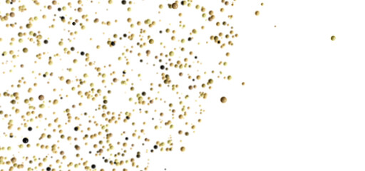 Abstract background with gold and black spheres scattered on white. Perfect for websites, presentations, and more!