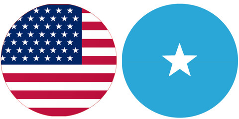 USA America Official flag with Somalia national flag, both countries flags in Round shape and isolated on white background
Circular colorful design Flag with together.
Somalian Flag