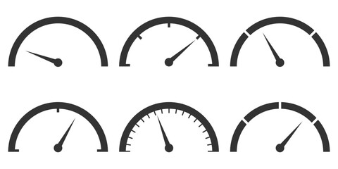 Dashboard speedometer icons set. Tachometer icon isolated. Speedometer, tachometer icon. Speed indicator vector icons. speedometer concept logo vector. speedometer icon set vector. Set of tachometer .
