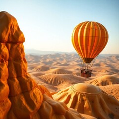 hot air balloon at sunset