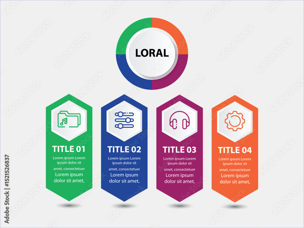 Poster business infographic design template with 4 options, steps or processes. can be used for workflow la