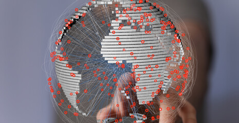 Visual representation of worldwide data connections.  Ideal for technology, networking, and...