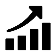 成長を示す棒グラフと矢印のアイコンイラスト