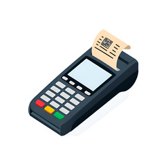 POS Terminal with Printed QR Code Receipt | Flat Vector Illustration of Payment Device for Digital Transactions