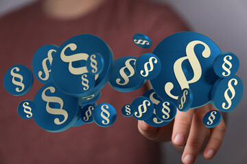 Abstract 3D rendering of paragraph symbols. Perfect for legal, law, and justice concepts.