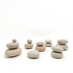 natural rocks, organic stone formations, white backdrop