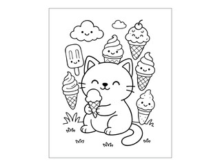 Hand Draw Cute Animal, Student, Kids, School Coloring Book Illustrations