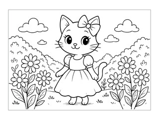 Hand Draw Cute Animal, Student, Kids, School Coloring Book Illustrations