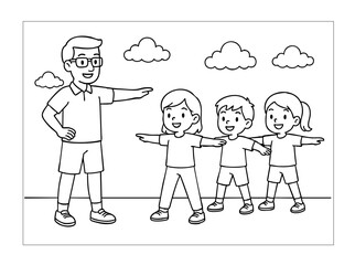 Hand Draw Cute Animal, Student, Kids, School Coloring Book Illustrations