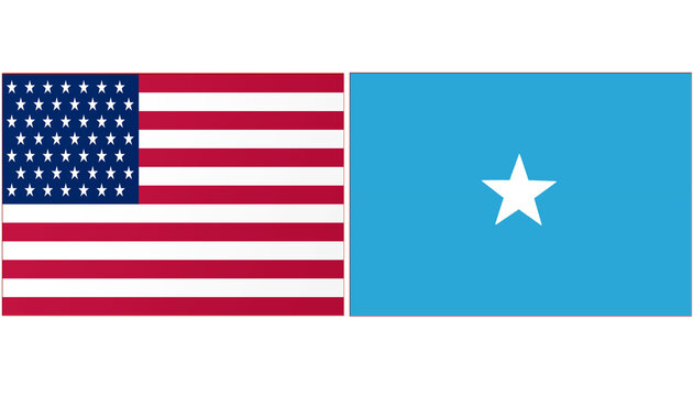 USA America Official flag with Somalia national flag, both countries flags in Horizontal shape and isolated on white background
Rectangular colorful design Flag with together.