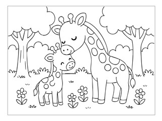 Hand Draw Cute Animal, Student, Kids, School Coloring Book Illustrations