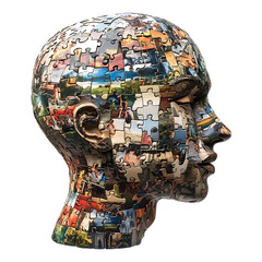 Puzzle Head Sculpture with Various Images