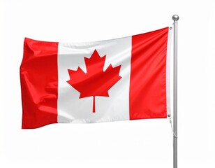 canadian flag waving on white background
