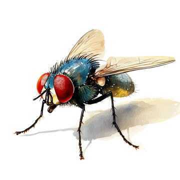 recommend clip art: Fly Close Up, watercolor drawing vector, high quality, isolated on a white background.