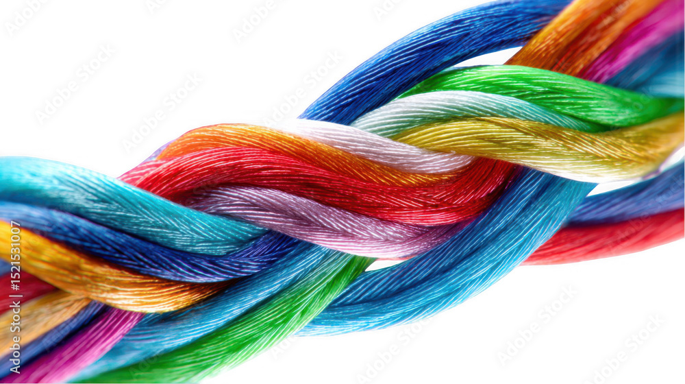 Aufkleber intertwined colorful cable threads radiating energy and vibrant creativity symbolize connection, div