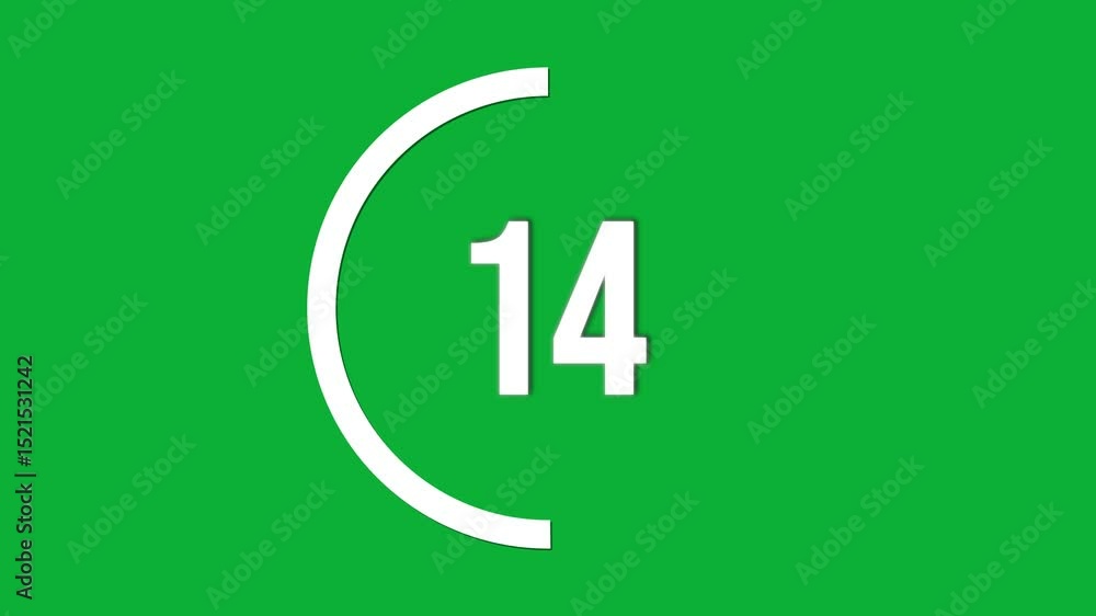 Poster 20 to 10 reverse countdown in a circle on a green screen background