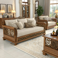 sofa set design for drawing room with sheesham wood