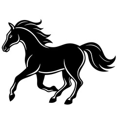 Obraz premium Black mustang horse silhouette vector illustration running wild