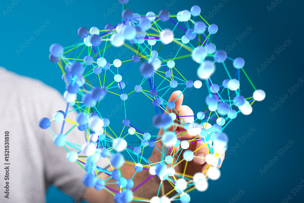 Aufkleber abstract image of interconnected nodes, representing global networks, data, and digital transformati