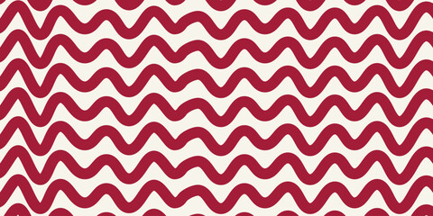 Abstract wavy stripes red seamless pattern