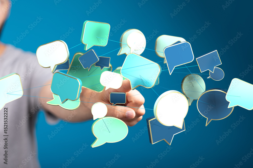 Leinwandbilder Abstract image of interconnected speech bubbles, symbolizing global communication and networking.
