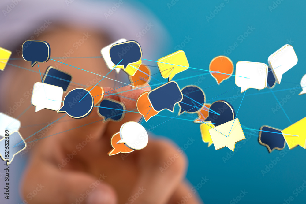 Leinwandbilder abstract image of interconnected speech bubbles, symbolizing global communication and networking.