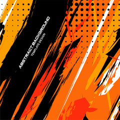 Square Orange Background Vector with Sportly Style and Grunge Effect. Brush Stroke Illustration Vector, Poster. Scratch Texture Elements For Design Template