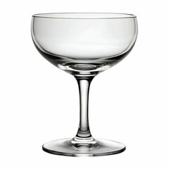 Elegant empty coupe cocktail glass on a pure white background perfect for drinks and beverages
