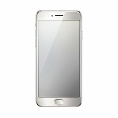 Modern and stylish silver smartphone isolated on a white background for visual design