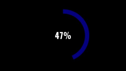 Blue Progress Ring  circle- 0% to 100% Smooth Animation 4k