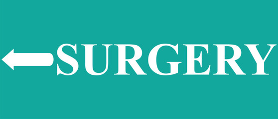 Arrow sign indicating surgical unit
