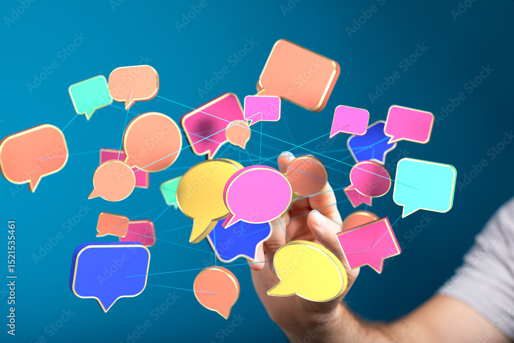 Leinwandbilder abstract image of interconnected speech bubbles, symbolizing communication and networking.