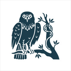 Witch Detection Ukubhula Hawk with piercing eyes holding a twisted root in its talons Stylized Hawk on Branch with Root Clutched