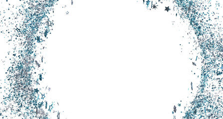 Obraz premium Sparkling blue and silver glitter stars create a beautiful border. Perfect for festive designs.