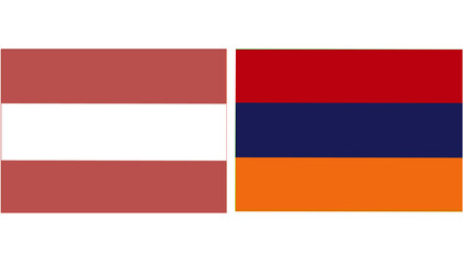 Latvia Official flag with Armenia national flag, both countries flags in Horizontal shape and isolated on white background
Rectangular colorful design Flag with together.