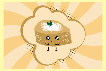 Cute cartoon getuk. Indonesian traditional dessert. Illustration vector design. EPS 10