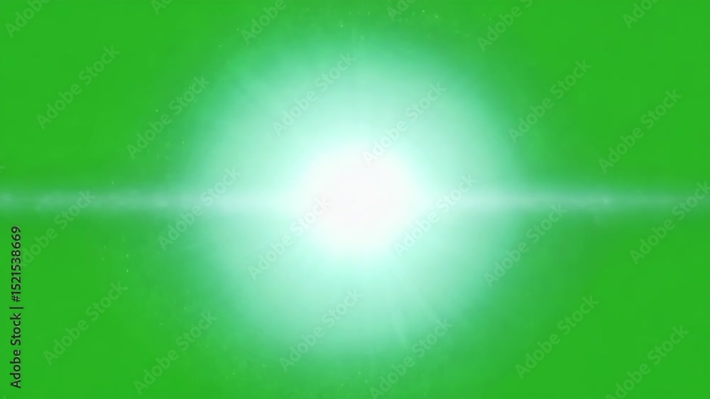 Poster lens flare burst isolated on green chroma key background bright light flash glow sun effect radial b
