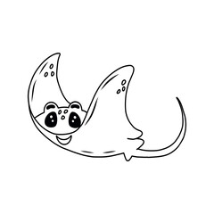 An illustration of stingray swimming underwater. 