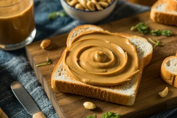 delicious peanut butter on a toast