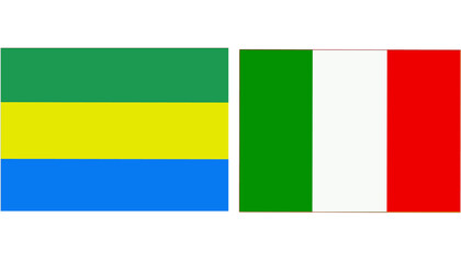 Gabon Official flag with Italy national flag, both countries flags in Horizontal shape and isolated on white background
Rectangular colorful design Flag with together.